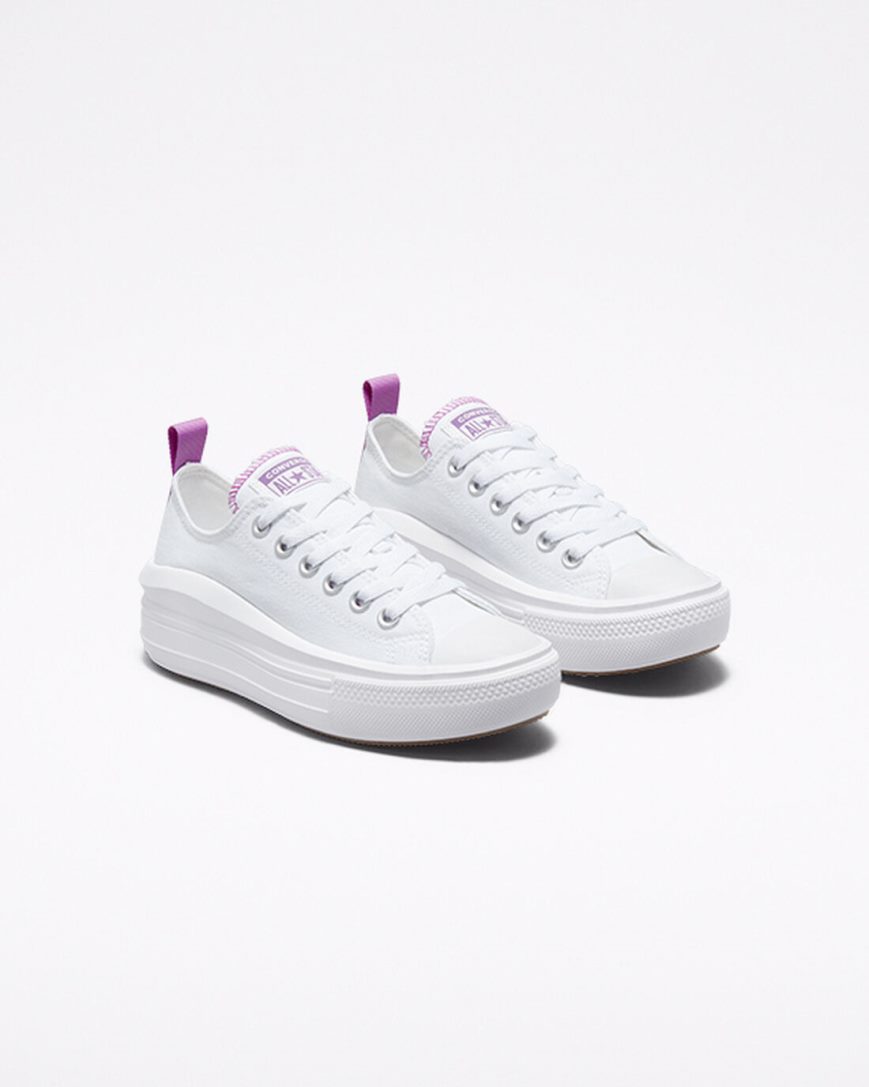 Sapatos Plataforma Converse Chuck Taylor All Star Move Cano Baixo Menina Branco Roxo Branco | PT C051P49